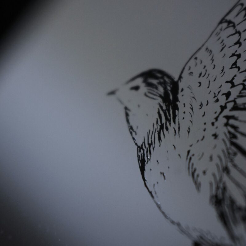 Lustro Dekoracyjne A4 w Czarnej Ramce z Grawerem Małej Jaskółki – Delikatne Rękodzieło