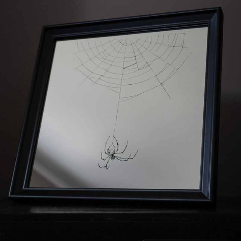 Lustro z grawerem pająka