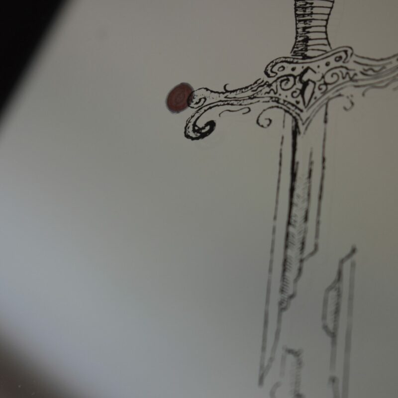 Lustro z Grawerem Pękniętego miecza