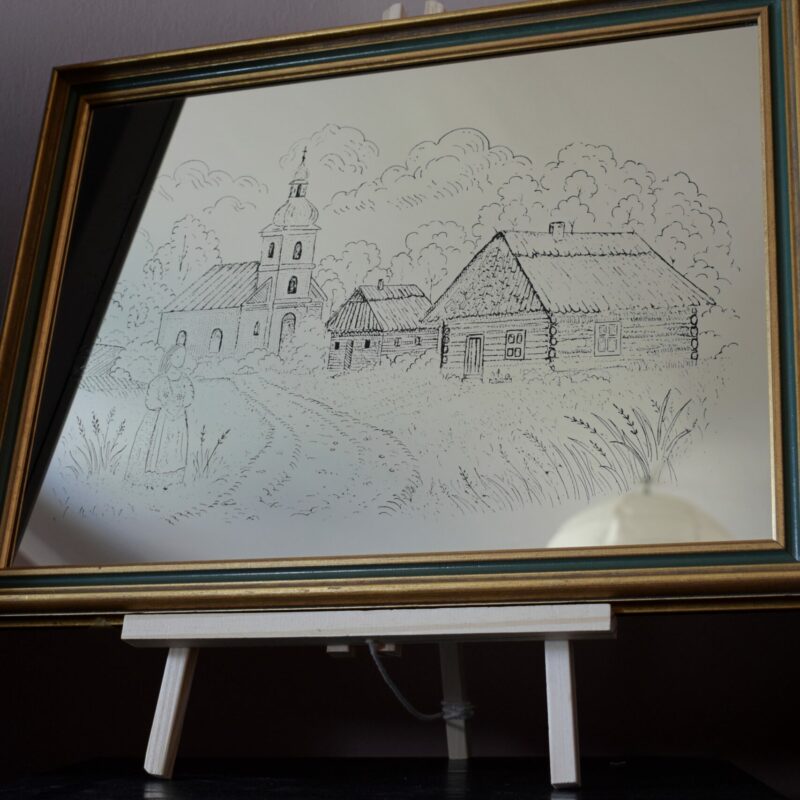 Lustro z Grawerem Wiejskiego Krajobrazu