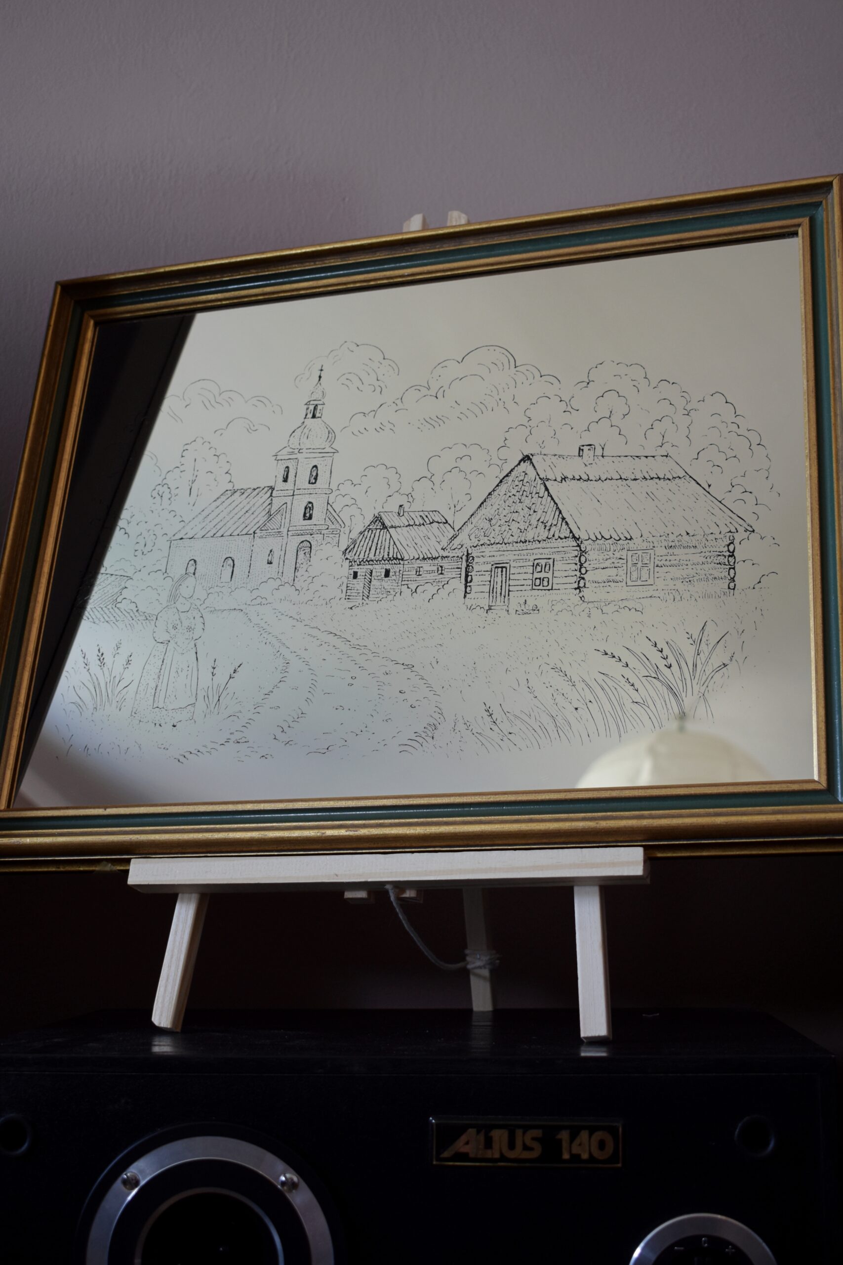 Lustro z Grawerem Wiejskiego Krajobrazu