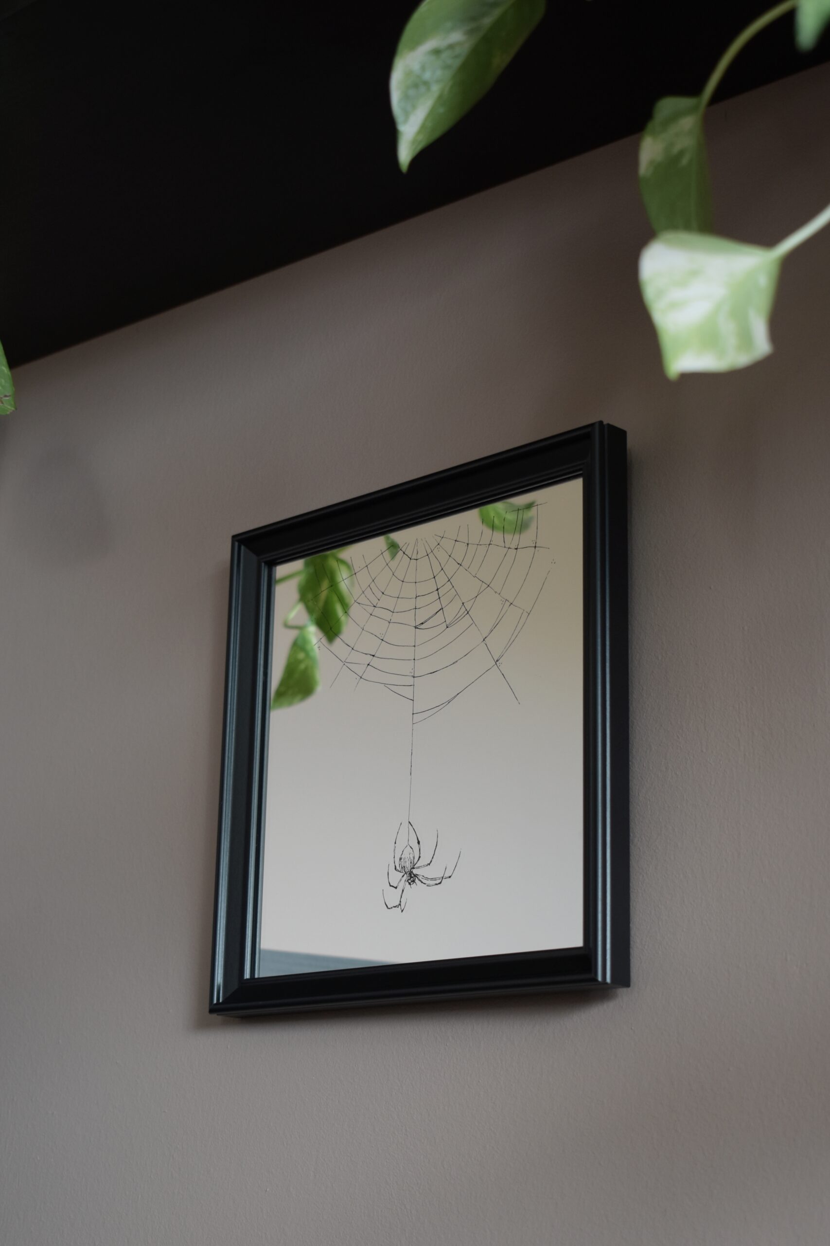 Lustro z grawerem pająka