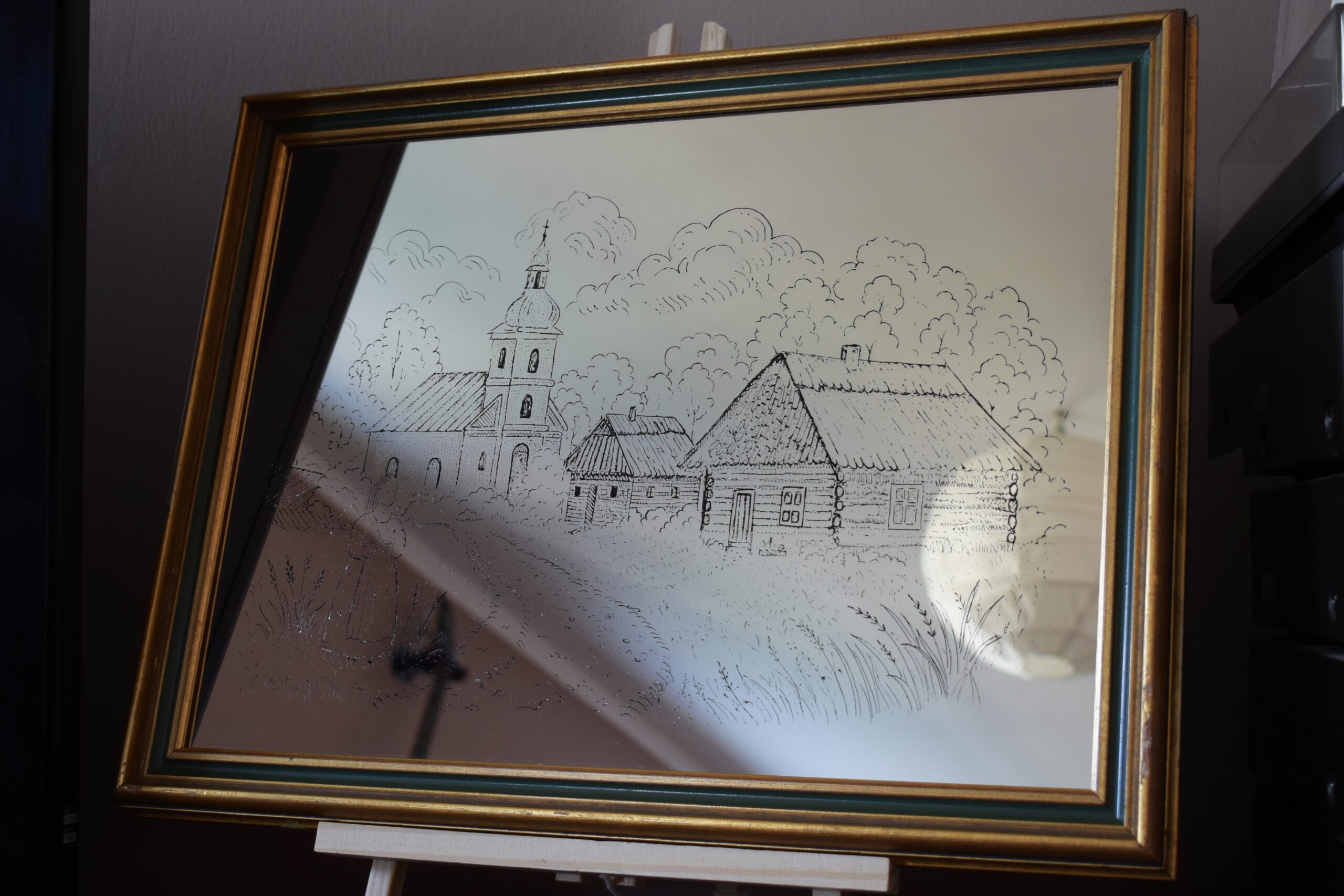 Lustro z Grawerem Wiejskiego Krajobrazu