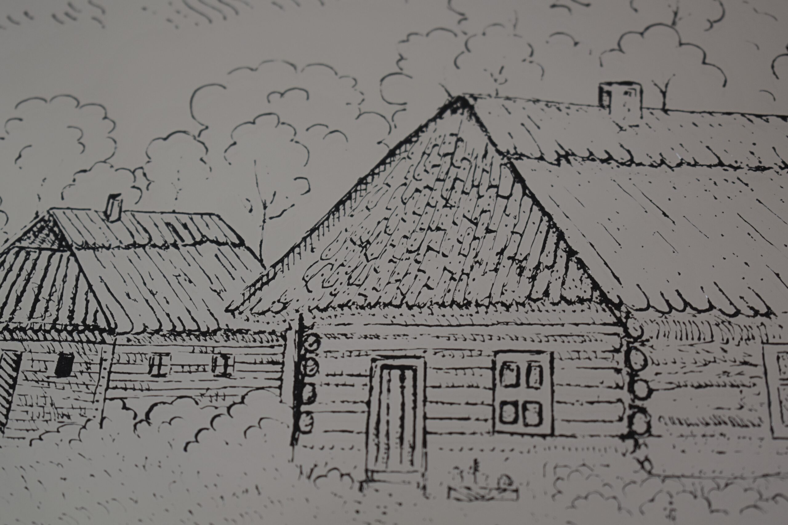 Lustro z Grawerem Wiejskiego Krajobrazu