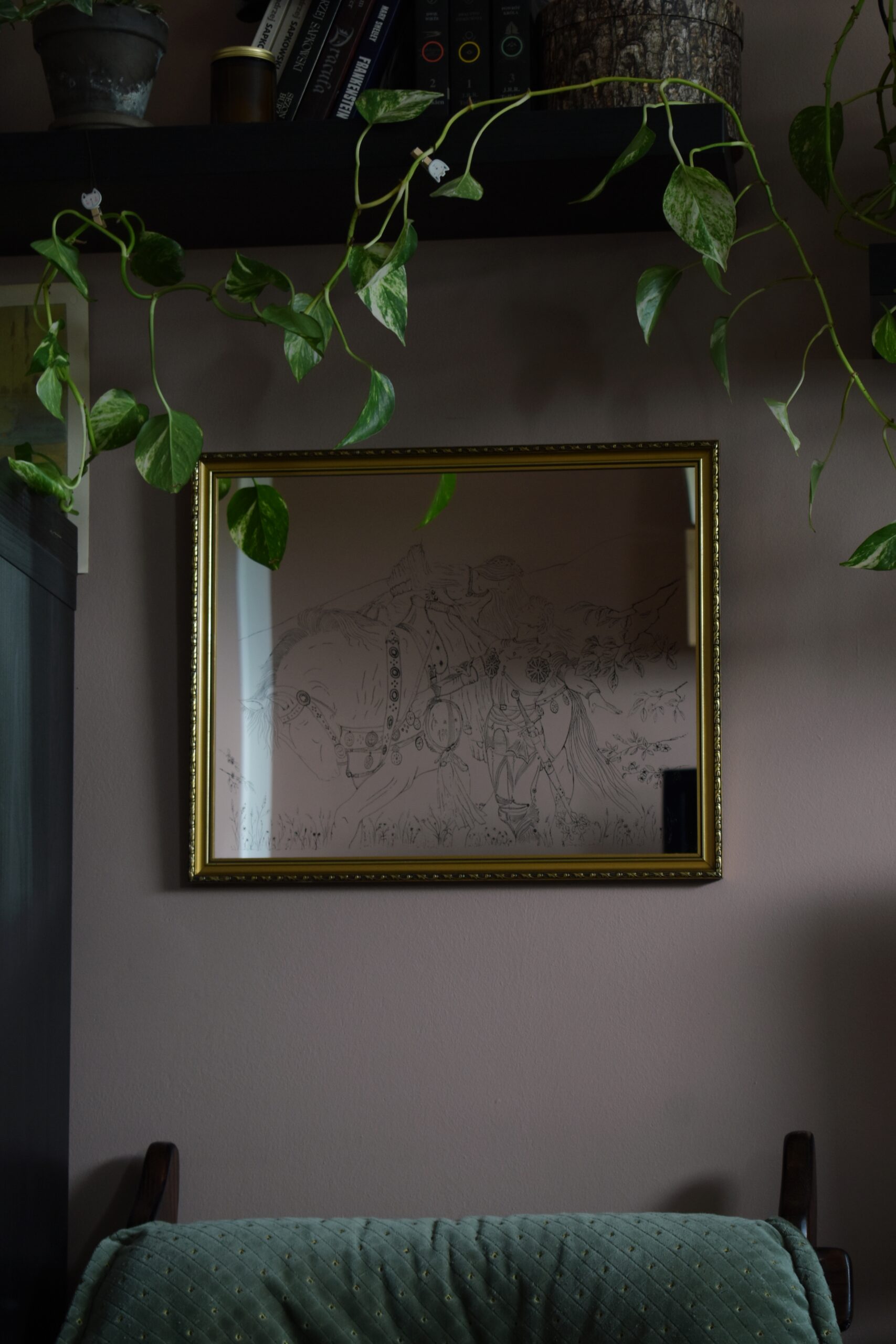 lustro z grawerem La Belle Dame Sans Merci