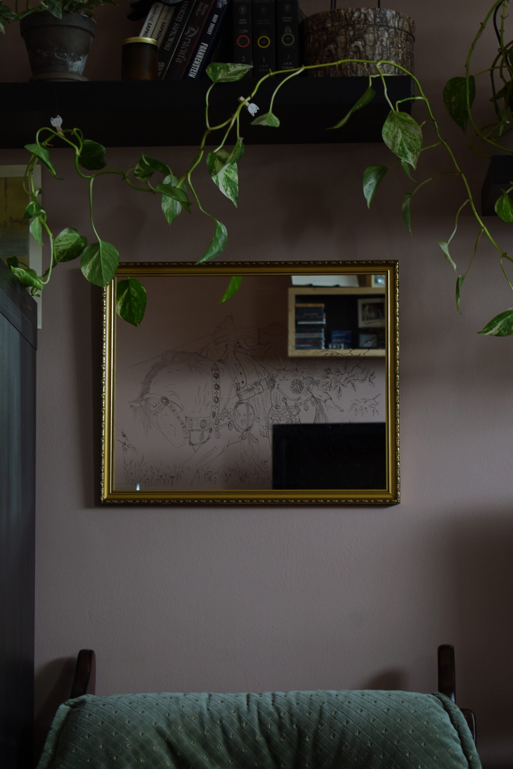 lustro z grawerem La Belle Dame Sans Merci