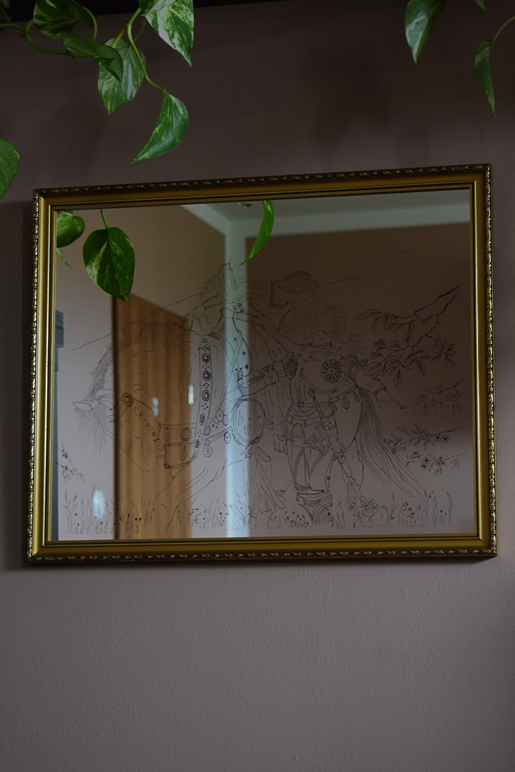 lustro z grawerem La Belle Dame Sans Merci