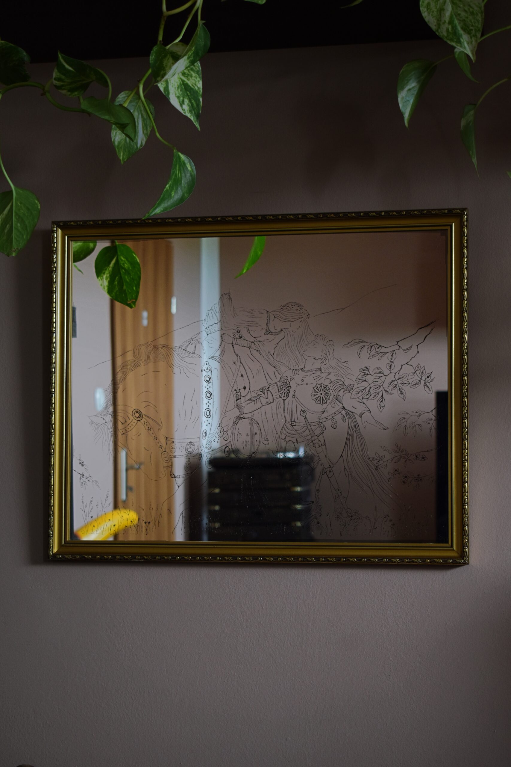 lustro z grawerem La Belle Dame Sans Merci