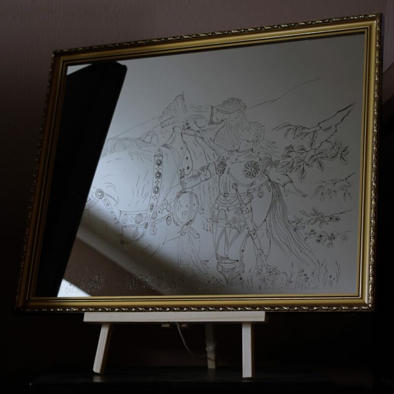 lustro z grawerem La Belle Dame Sans Merci