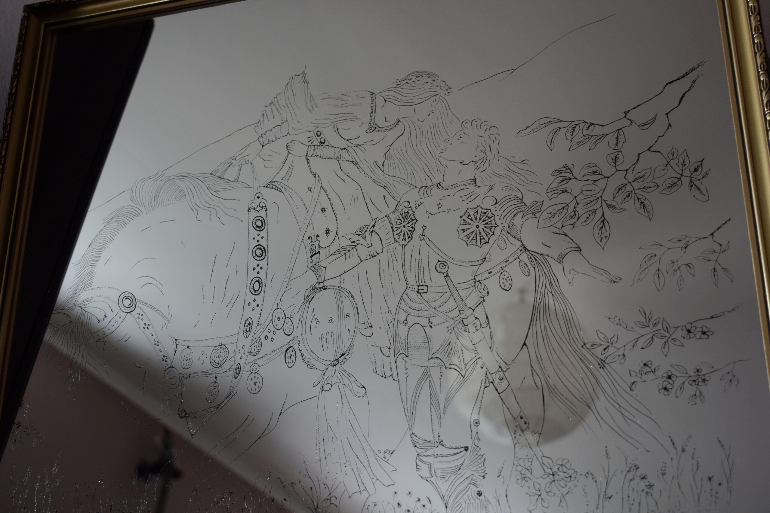 lustro z grawerem La Belle Dame Sans Merci