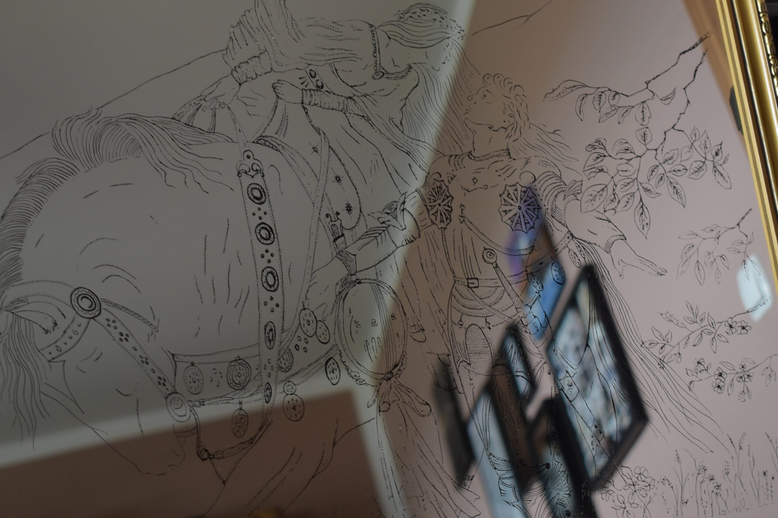 lustro z grawerem La Belle Dame Sans Merci