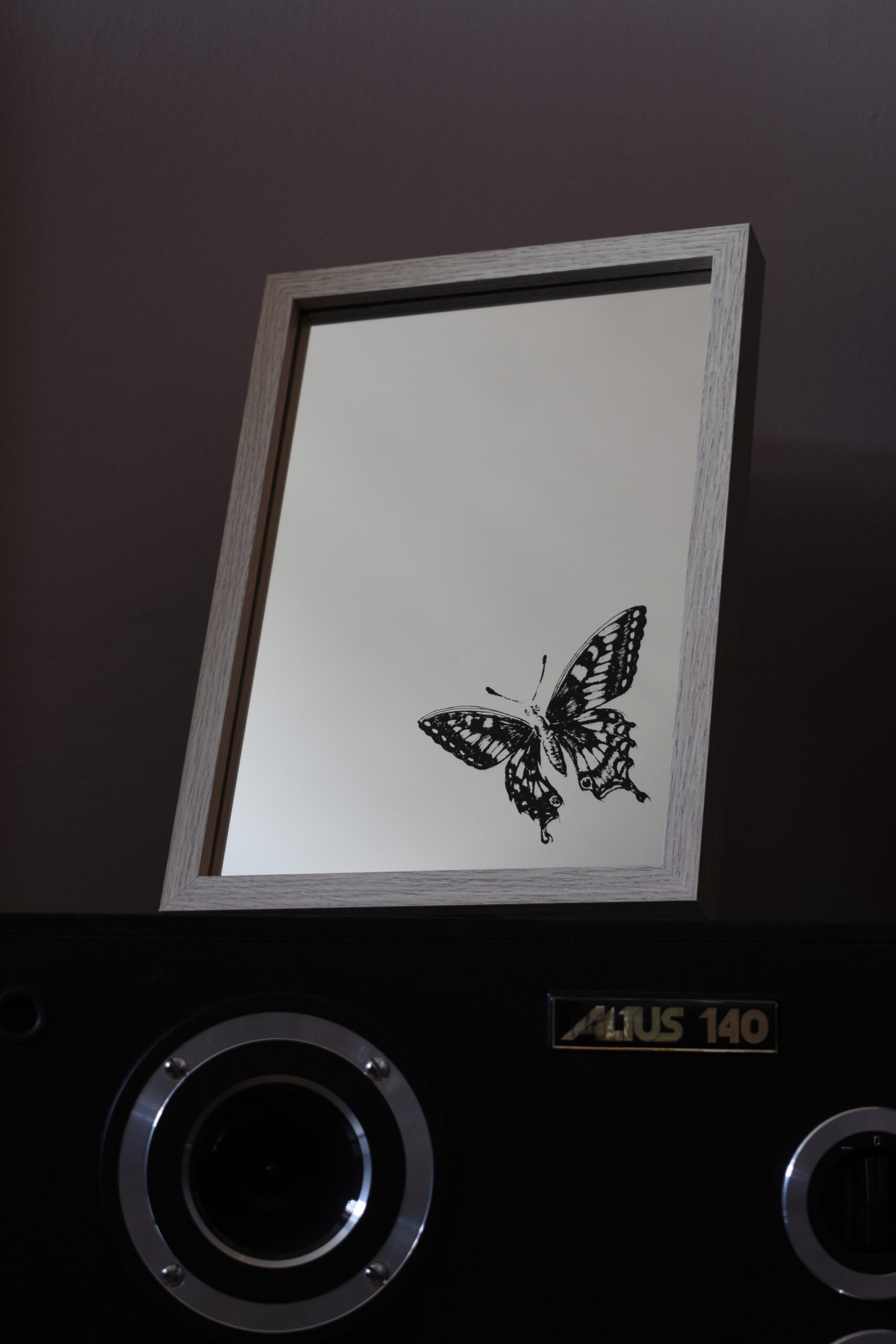 Lustro z grawerem motyla