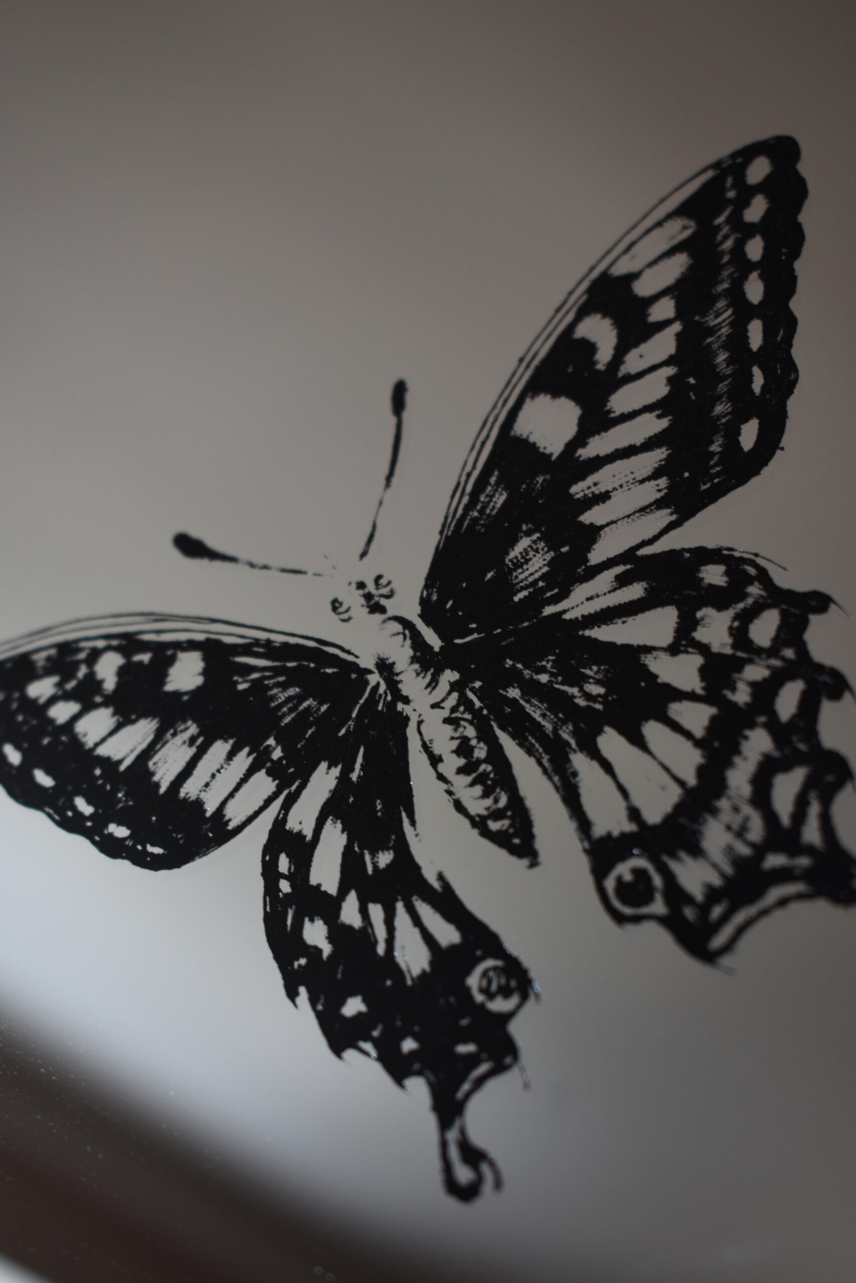 Lustro z grawerem motyla