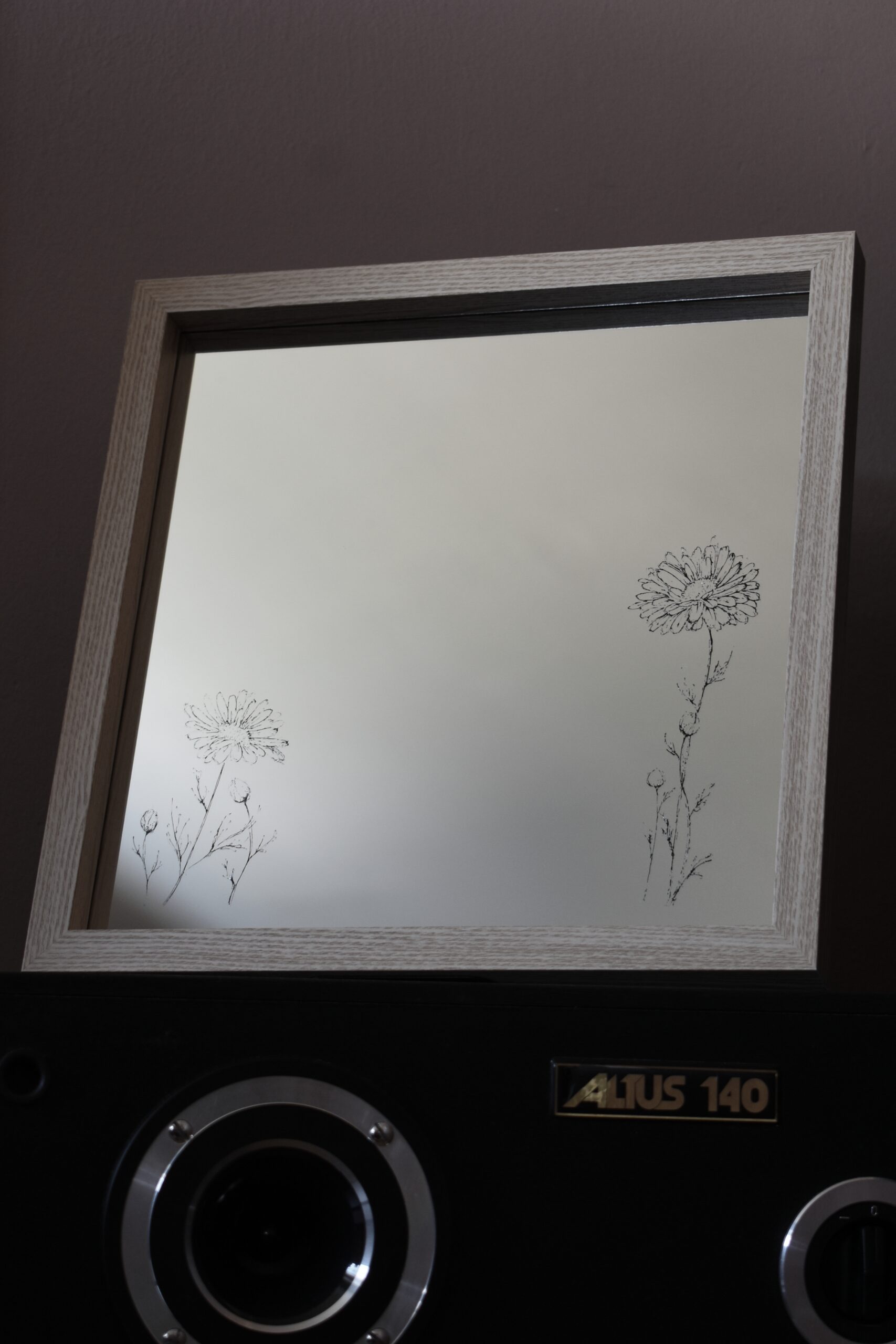 lustro z grawerem stokrotek