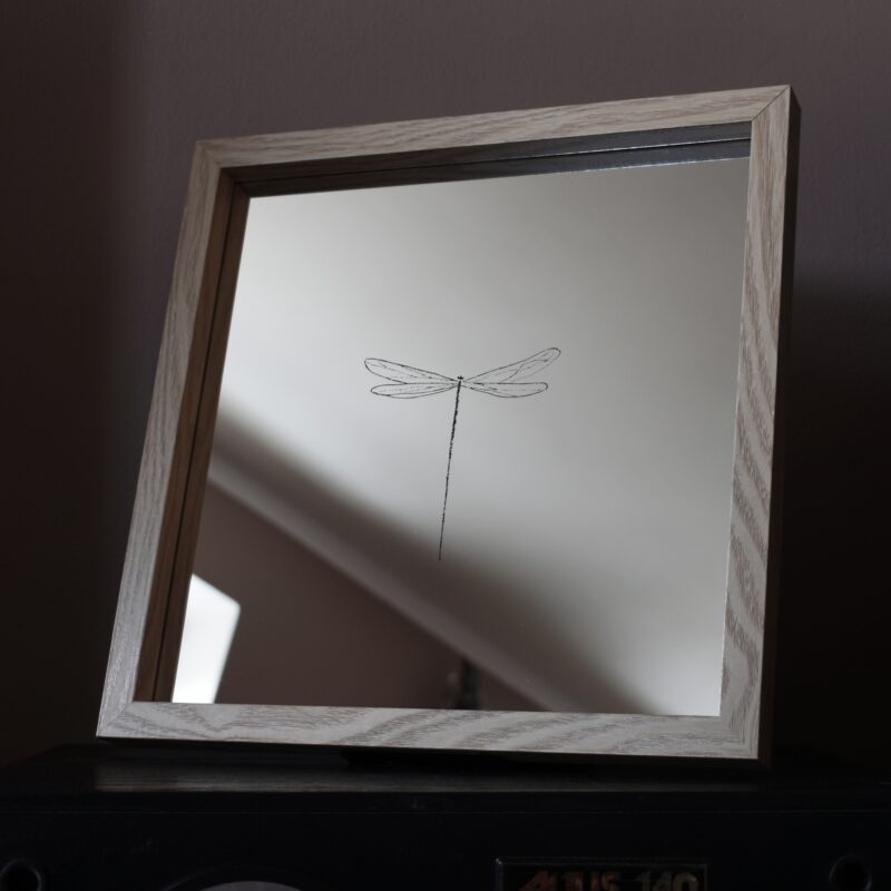 Lustro z ręcznym grawerem ważki